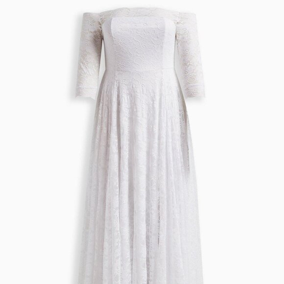 NWT Torrid White Lace Off Shoulder A-Line Wedding Dress size 14 - Picture 8 of 9
